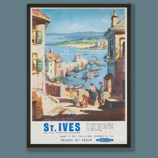 Vintage St Ives Cornwall Railway Travel Poster