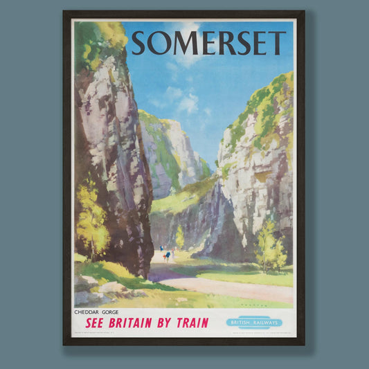 Vintage Somerset Cheddar Gorge Railway Travel Poster