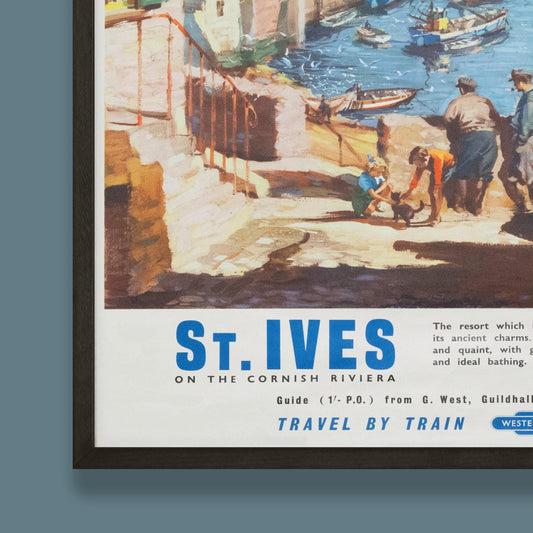 Vintage St Ives Cornwall Railway Travel Poster